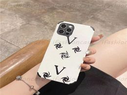 Fashion Black Flowers Case V Designer Phone Cases Luxury Relief Leather Shockproof Cover Shell For IPhone 13 Pro Max 12 11 XS XR 89691209