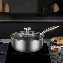 Thickened Milk Pot 316 Stainless Steel Honeycomb Nonstick Cooking and Frying Household Multifunctional Food Pot Small Saucepan y240304