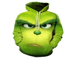 Men039s Hoodies Sweatshirts Green Boy Casual 3D Hairy Monster Hoodie 2021 Cartoon Girl Christmas Sweater Couple Street Hooded3678878