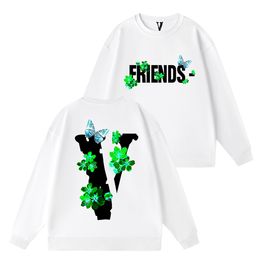 2024 Neue Vlone Marke Unisex Hoodies Herren Womens Baumwolle langärmelige große V -Buchstaben vordere und hintere Druckstraße Herbst Luxusqualität Tops Sweatshirts Sweatshirts