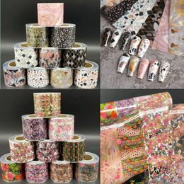 50m/Set Water Marble Stone Nail Foils For Nails Geometric Transfer Floral Stickers Manicure Salon Set Halloween Nail Decorations 240301