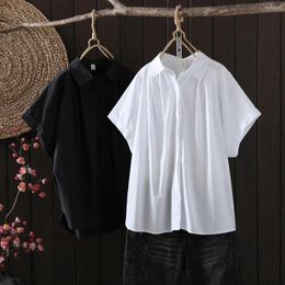 Women's Blouses Elegant And Youth Woman Cotton White Shirt Plus Size Tops Designer Back Button Solid Shirts Korean Clothes Ladies