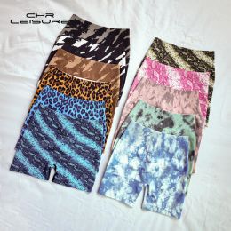 Shorts CHRLEISURE Print Push Up Gym Sexy Shorts Woman Solid Color High Waist Sport Shorts Athletic Beautiful Running Pants Short