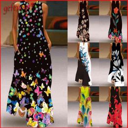 Women Fashion Summer Maxi Dresses Elegant Printed Beach Casual Sleeveless Long Dress 2021 Plus Size Sundress Vestidos De Fiesta X04698694