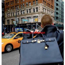 Genuine Leather Handmade Handbag Men's Bk40 Tote Bags Hand Sewn Wax Thread Original Factory Togo Calfskin Bag Togo Leather Bk40 Handbaghave logo HBVR