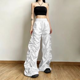 Capris High Waist Pleated Loose Casual Trousers Women White Hiphop Style Pants Summer 2023 Fashion Casual New Black Lace Up Pants