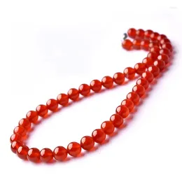 Pendants Natural Red Agate Beaded Necklace Women Healing Gemstone Fine Jewellery Genuine Brazilian Beads Chain Necklaces Chokers