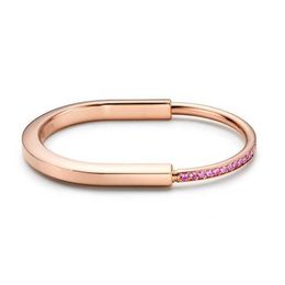 Original brand TFF S925 Pure Silver New High Version Lock Head Bracelet Light Flour Diamond Full Rose Gold Fashion Style