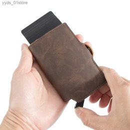 Money Clips CASEKEY Top Quality Man Wallet Slim Minimalist Money Bag Pruse RFID Blocking Pop Up Card Holder Ultra Thin Smart Wallet for Men L240306