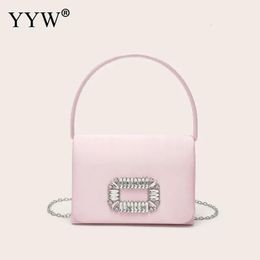 Pink Mini Handbags for Women Banquet Evening Clutch Bags With Chain Casual Small Party Elegan Mode PU Leather Bgas 240304