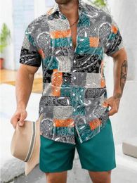 Men's Tracksuits Set Summer Casual Top And Pants 2 Piece Plus Size Fashion Ethnic Print Short Sleeved Shirts Shorts For Clothing