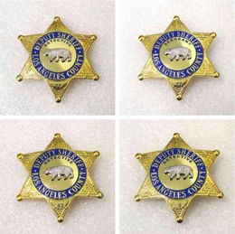 1pcs US Los Angeles County Detective Badge Movie Cosplay Prop Pin Brooch Shirt Lapel Decor Women Men Halloween Gift7153727