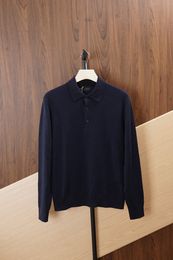 Men Polos Winter brioni Navy Blue Real Cashmere Silk Sweater