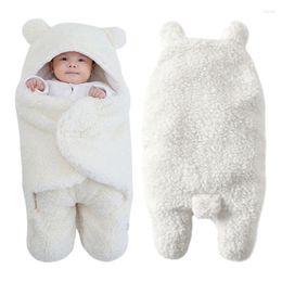 Blankets Cute Bear Born Baby Boys Girls Plush Swaddle Wrap Ultra-Soft Fluffy Fleece Sleeping Bag Cotton Bedding Stuff