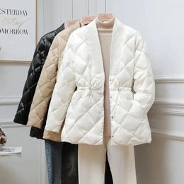 Women's Trench Coats Arrival Autumn Winter Women Jacket Solid Color V-Neck Slim Down Cotton Padded Coat Female Chic Warm Parkas Quilted