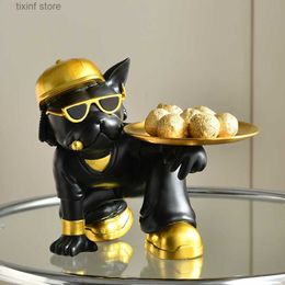 Decorative Objects Figurines French dog decorations creative storage tray for living room foyer front desk childrens tabletop decoration home decoration T240306