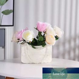 Simple Home White Women Bag Resin Flowerpot Ornaments Brand Handbag Vase Sculpture Crafts Ornament Living Room Decor