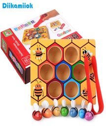 Wooden Building Block Leaning Children Montessori Early Education Beehive Game Childhood Color Cognitive Clip Small Bee Educatinal1076175