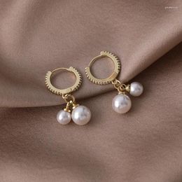 Stud Earrings 2024 Korean Version Of Pearl For Women Simple Copper Zircon Ear Rings Earings Fashion Jewelry Accessories