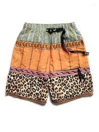 Mens Shorts Kapital Japan Style Hawaiian Beach Tiger Leopard Stitching Japanese Fashion Casual Camouflage Loose Pants