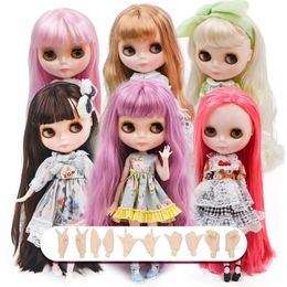 YUMMON Blyth Doll 1/6 Joint Body BJD DOLL Toy White Shiny Face With Extra Hands Suitable DIY Change Nude Doll DIY Doll Girl 240301