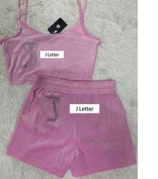 Velvet Camisole Shorts Set Two Piece Matching Sleeveless Crop Top Short Summer Juicy Tracksuit Outfits for Women 6XE786