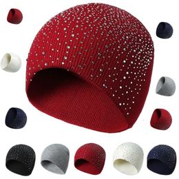 Beanie Skull Caps Women Girls Fashion Rhinestone Winter Warm Knit Casual Beanie Hat Ski Cap250v