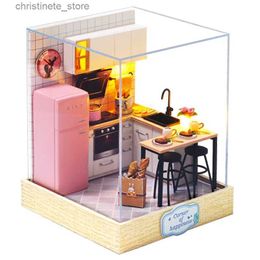 Architecture/DIY House Mini Doll House Wooden Diy Miniature Furniture Dollhouse Kit Casa Music Toys for Children Birthday Christmas Gifts QT27
