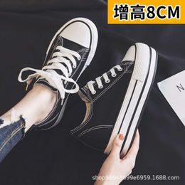 and Female 2024 New Summer Autumn Versatile Trendy with An Inner Height of 8cm Canvas Korean Edition Thick Sole Matsuke Board Shoes 1306 37806