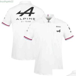 Men's Polos Motorcycle Apparel Motorsport Alpine F1 Team Aracing Tshirt White Black Breathable Teamline Short Sleeve Shirt Car Fan Clothing Drop Customizable 9FZ8
