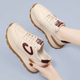 Gump Sports Forrest Classic Thick Genuine Leather 2024 Spring New Versatile Casual Soft Sole Womens Small White Shoes 57595 44697