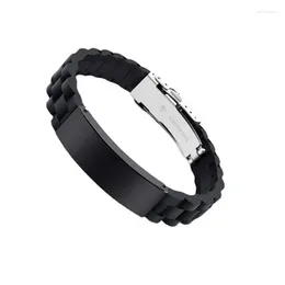 Charm Bracelets Korea Fashion Black Silicone Couple Bracelet Stainless Steel Gift Jewelry For Women And Men Fans Collection