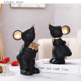 Decorative Objects Figurines Cartoons Simulation Animal Sculpture Mouse Couples Resin Crafts Furnishings Home Decoration Handicraft Accessories Wedding