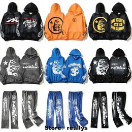 Hoodies Sweatshirts Sports Suit Designer Long Sleeve Pants Hip Hop Retro Alphabet Print Street Personalized Hell star Hoodie tracksuit 2436