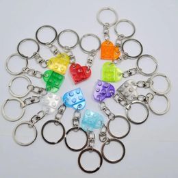 Keychains Love Heart Couples Friendship Separable Transparent Key Buckle Ring Pendant Building Block