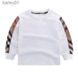 T-shirts Cute Baby Boys Girls Brand T-shirts Spring Autumn Kids Plaid T-shirt Children Long Sleeve Shirts Boy Girl Cotton Tops Tees 2-8 Years 240306