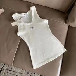 Summer White Women Tops Tees t shirt Crop Top Embroidery Sexy Off Shoulder Black Tank Top Casual Sleeveless Backless Top Shirts Luxury Designer Solid Color Vest