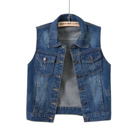 Waistcoats Denim Vest Women Short 2022 Spring New Hooded Big Pocket Sleeveless Jacket AllMatch Slim Top Cardigan SXXXXL Black Vest