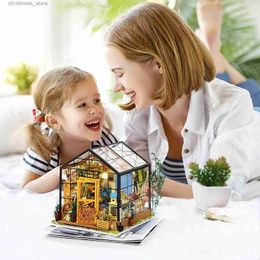 Architecture/DIY House DIY Doll House with Furniture Children Adult Green Miniature Dollhouse Wooden Kits Assemble Toy Xmas Brithday Gifts