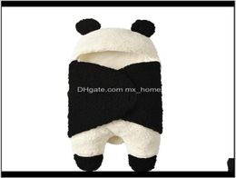 Blankets Swaddling Nursery Bedding Baby Kids Maternitythick Warm Plush Swaddle Cartoon Panda Modeling Born Baby Sleeping Wrap B9189199