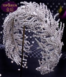 Bridal Wedding Tiara Wide Hair Band Soft Silk Bridal Headwear Crown Rhinestone with Wedding Jewellery Hair Accessories Diamond Brida2350209