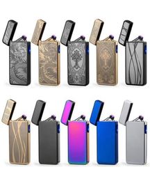 New Double ARC Electric USB Lighter Rechargeable Plasma Windproof Pulse Flameless Cigarette lighter Colourful charge usb lighters2922515