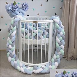 Bedding Sets Baby Bed Protector Bumper Newborn 4 Twist Pure Cotton Weave P Knot Crib Decor Ball Infant Room Decoration1 Drop Delivery Dhytd