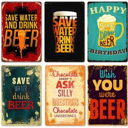 Metal Painting 2024 New Beer Tin Painting Bar Background Wall Decoration Painting Home Unframed Iron Hangers T240306