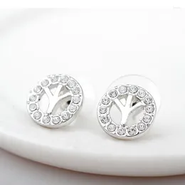 Stud Earrings ER-00540 Luxury Rhinestone Jewels Silver Plated Round Modern Women's 2024 Y2k Jewellery Mother's Day Gift