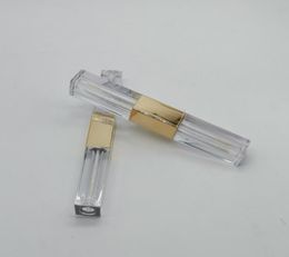 Whole Luxury Gold 6ML Double Head Square Clear Lip Gloss Tubes Empty Lipgloss Tube Cosmetic Lip Gloss Bottle Packaging Contain3576755