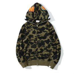 Sweatshirts Designer Hoodie Zip Shark Hoodies Black Camouflage Jacket Blue Hoody Hooded Sweatshirt Man Sweater Long Sleeve Fleece 2436