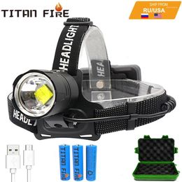 Headlamps T20 LED Headlamp XHP70.2 High Lumens Headlight Ultra Brightness Rechargeable Waterproof 3 Modes Zoomable Working For Night