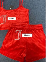 Shorts Velvet Camisole Set Two Piece Matching Sleeveless Crop Top Short Summer Juicy Tracksuit Outfits for Women RGDY 1 9P5S1