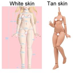 1/4 Doll Body Parts 2.0 Version 45cm White/Tan Skin Jointed Doll Accessories Soft PVC Diy Girl Dress Up Toy Gift No Clothes 240304